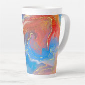 Karmozijn, Blush, Blauwe en Gouden Marmeren Alcoho Latte Mok (Rechterhoek)