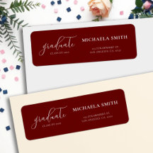 Karmozijn Elegante Script Afstudeer Retouradres