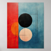 Karmozijn en Azure: Abstract Geometrisch Minimalis Poster (Voorkant)