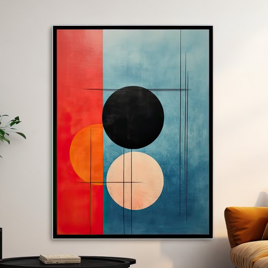 Karmozijn en Azure: Abstract Geometrisch Minimalis Poster