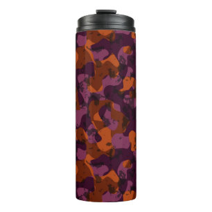karmozijn en oranje camouflage abstract thermosbeker