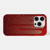 Karmozijn Glitter Druppel Glow ✨ Luxe Rode Schitte iPhone Hoesje (Achterkant horizontaal)