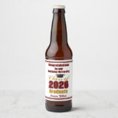 Karmozijn Goud Klas van 2026 Aangepaste Afstudeerf Bier Etiket (Voorkant)
