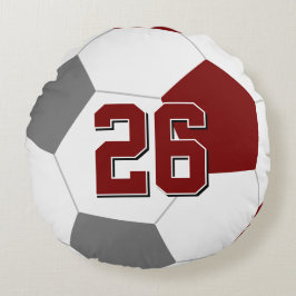 karmozijn grijs of ELKE teamkleuren kinder voetbal Rond Kussen