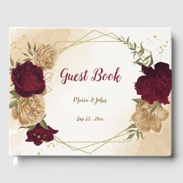 Karmozijn groen beige goud botanisch gastenboek