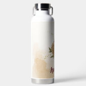 Karmozijn groen beige goud botanisch waterfles (Voorkant)