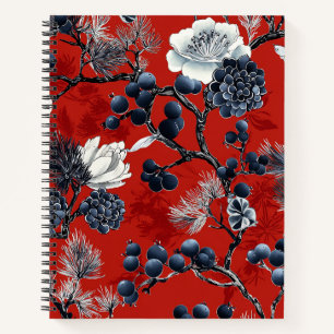 Karmozijn Indigo Chinoiserie Pioen Magnolia Winter Notitieboek