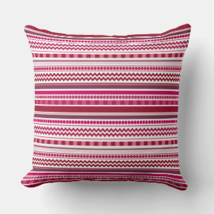 Karmozijn & Magenta Zigzag Streep Geometrisch Patr Kussen
