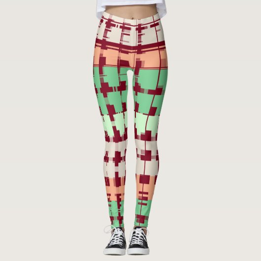 Karmozijn met Pasteltinten Leggings (Voorkant)