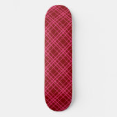 Karmozijn Roze Geruite Plaid Ontwerp  Persoonlijk Skateboard (Voorkant)