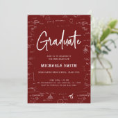 Karmozijn Witte Afstudeer Wiskunde Afstuderen Kaart (Staand voorkant)