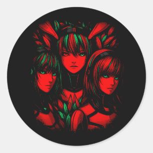 Karmozijnen Drie-eenheid Ronde Sticker
