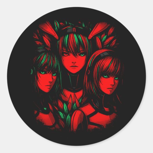 Karmozijnen Drie-eenheid Ronde Sticker (Voorkant)