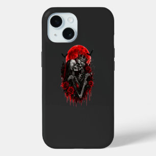 Karmozijnen Omhelzing: Skelet Liefhebbers iPhone 15 Case