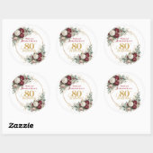 Karmozijnrode Burgundy 80e Verjaardag Stickers (Vel)