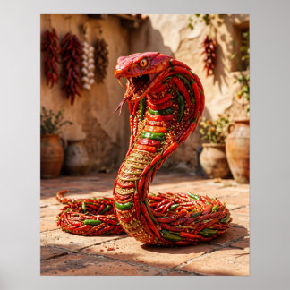 Karmozijnrode Chili Pepper Cobra Poster