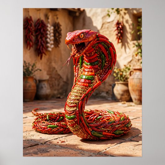 Karmozijnrode Chili Pepper Cobra Poster (Voorkant)