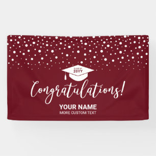 Karmozijnrode Confetti Felicitaties Afstuderen Spandoek
