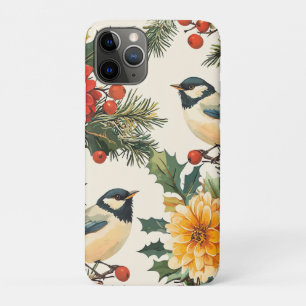 Karmozijnrode Dahlia Mees Kerst Crème Patroon Case-Mate iPhone Case