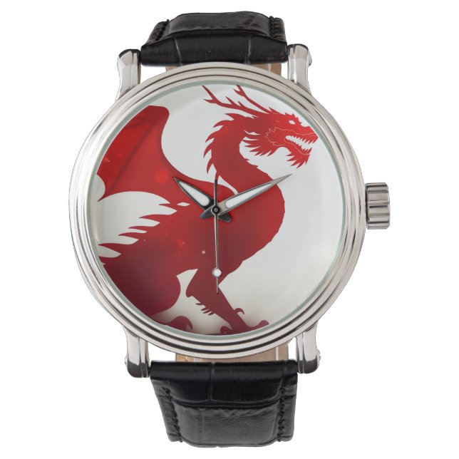 Karmozijnrode Drakenwoede Horloge (Voorkant)