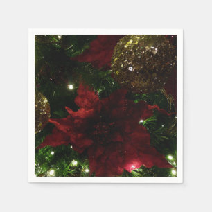 Karmozijnrode en gouden kerstboom I Vakantiefoto Servetten