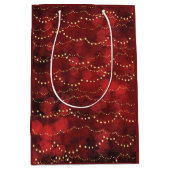 Karmozijnrode en gouden kerstverlichting medium cadeauzakje (Voorkant)