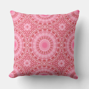 Karmozijnrode en Roze Mandala Patroon Kussen