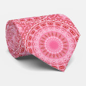 Karmozijnrode en Roze Mandala Patroon Stropdas (Opgerold)