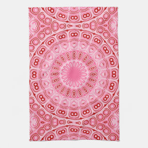 Karmozijnrode en Roze Mandala Patroon Theedoek