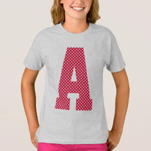 Karmozijnrode en witte polkadot-monogram t-shirt