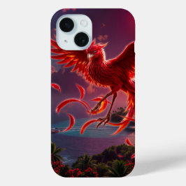 Karmozijnrode Feniks van het Maanlichtgetij. iPhone 15 Case