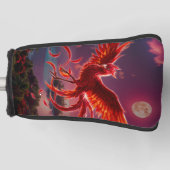 Karmozijnrode Feniks van het Maanverlichte Getij. Golfheadcover (Voorkant)