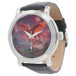 Karmozijnrode Feniks van het Maanverlichte Getij. Horloge