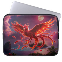 Karmozijnrode Feniks van het Maanverlichte Getij. Laptop Sleeve