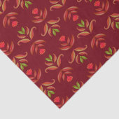 Karmozijnrode Folk Art Bloemrijke Kabouterkerst Tissuepapier (Detail)