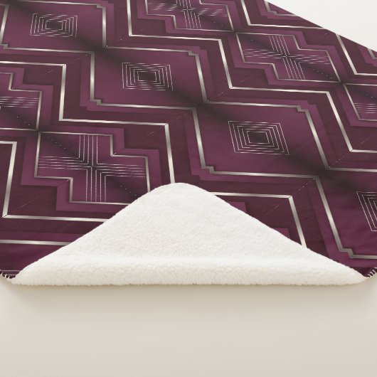 Karmozijnrode geometrische sherpa deken (3/4)
