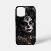 Karmozijnrode Gotische Calavera – Zwarte Roos