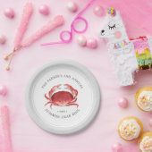 karmozijnrode krab | Crab Boil Event Grey Papieren Bordje (Feest)