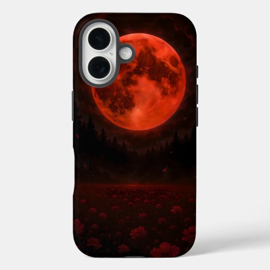 Karmozijnrode Maan boven het Stille Veld Case-Mate iPhone Case (Achterkant)