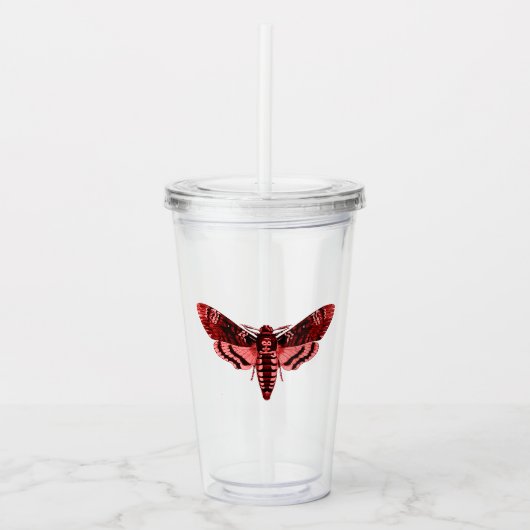 Karmozijnrode Moth Acryl Drinkbeker (Voorkant)