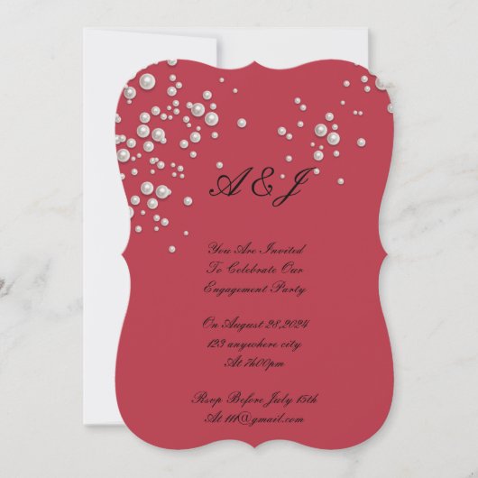 karmozijnrode parel uitnodiging (Voorkant)