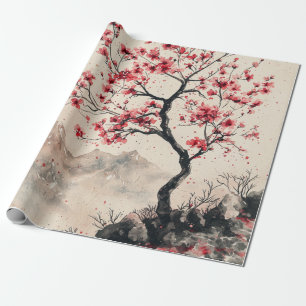 Karmozijnrode Sakura Berg Sereniteit (1) Cadeaupapier