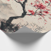 Karmozijnrode Sakura Berg Sereniteit (1) Cadeaupapier (Hoek)