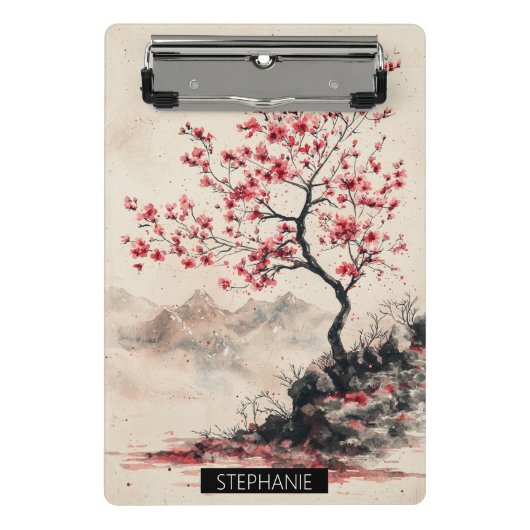 Karmozijnrode Sakura Berg Sereniteit (1) Mini Klembord (Voorkant)