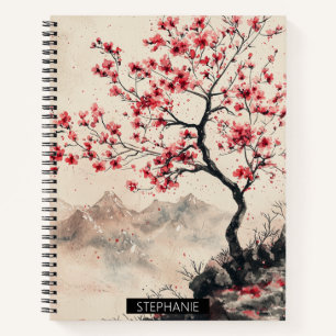 Karmozijnrode Sakura Berg Sereniteit (1) Notitieboek