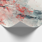 Karmozijnrode Sakura Pagode Aquarel Cadeaupapier (Hoek)