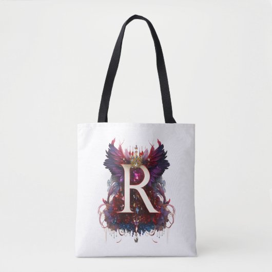 Karmozijnrode Soeverein: Extravagant Middeleeuws Q Tote Bag (Voorkant)