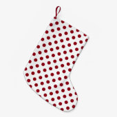 Karmozijnrode Stippen Cirkels Kleine Kerstsok (Voorkant (Hangend))