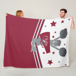 Karmozijnrode Zilveren Sterren Cheer Cheerleading Fleece Deken