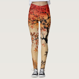Karmozijnrode zon boven Boom des Levens Leggings